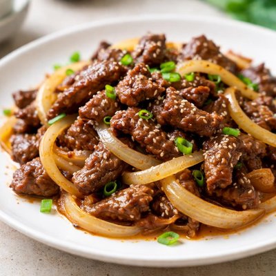 Stir-fried beef with onions