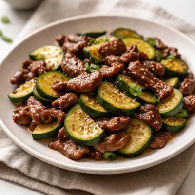 Stir-fried beef with zucchini