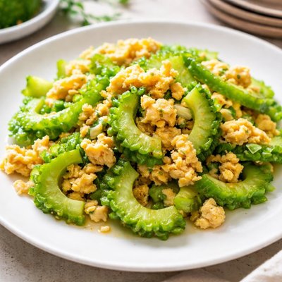 Stir-fried bitter melon with egg