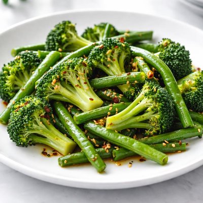 Stir-fried broccoli and green beans