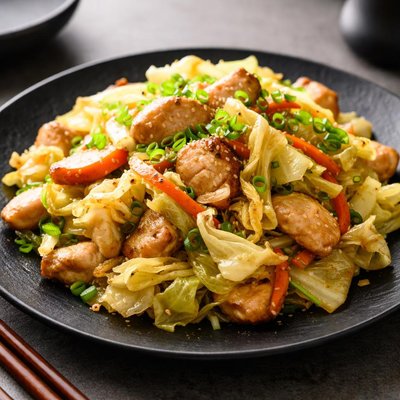 Stir-fried cabbage with chicken