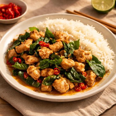 Stir-fried chicken with thai basil