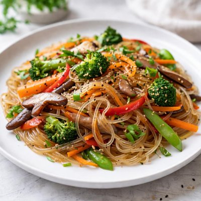 Stir-fried glass noodles with vegetables