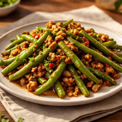 Stir-fried green beans with minced meat