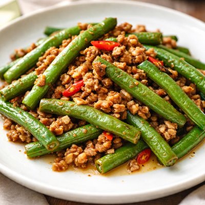 Stir-fried green beans with minced pork