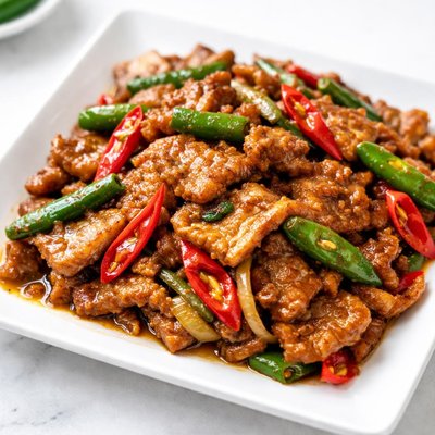 Stir-fried pork with chili