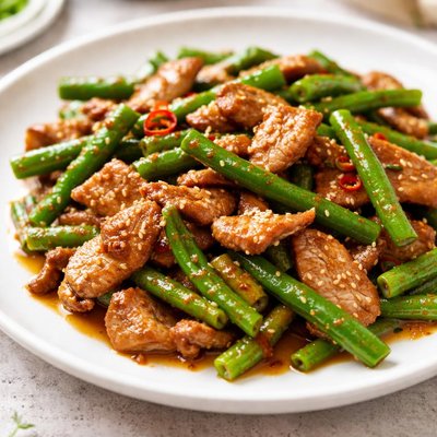 Stir-fried pork with green beans
