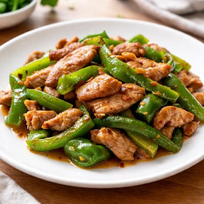 Stir-fried pork with green peppers