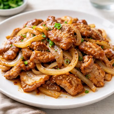 Stir-fried pork with onions