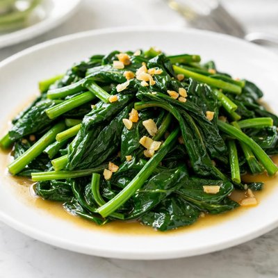 Stir-fried spinach with garlic