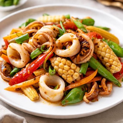 Stir-fried squid with vegetables