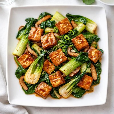 Stir-fried tofu with bok choy