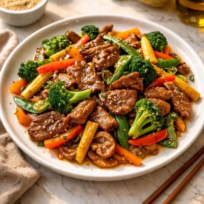 Stir-fried vegetables and meat