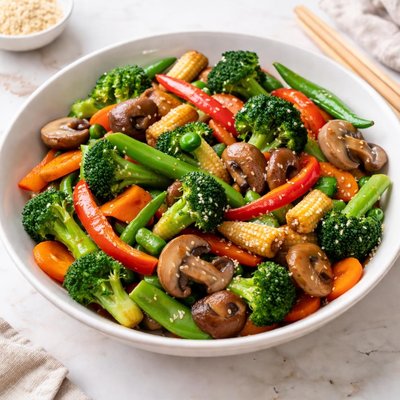 Stir-fried vegetables with mushrooms