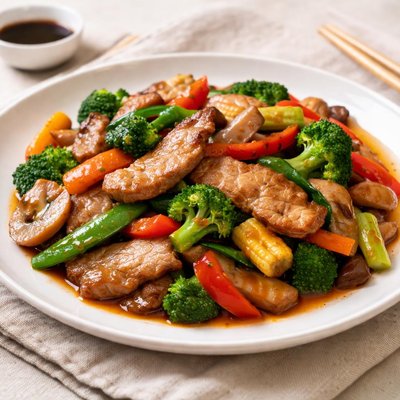 Stir-fried vegetables with pork