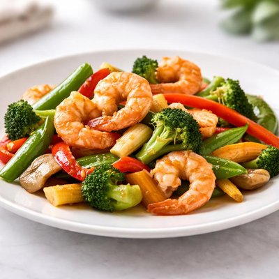 Stir-fried vegetables with shrimp