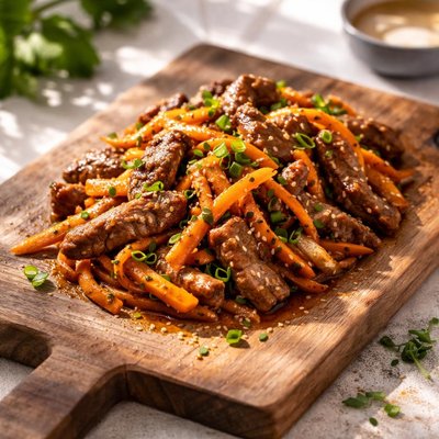 Stir-fry with carrots and meat