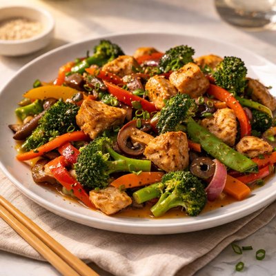 Stir-fry with vegetables and chicken