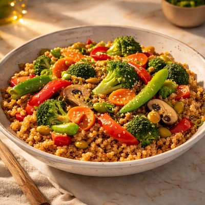 Stir-fry with vegetables and grains
