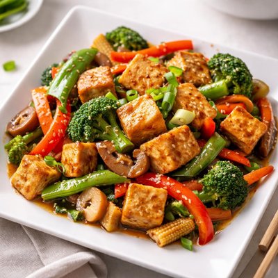 Stir-fry with vegetables and tofu
