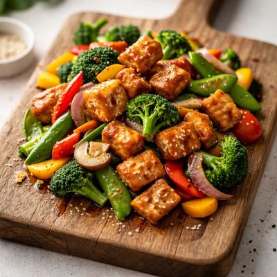 Stir fired vegetables with tempe