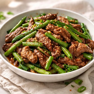 Stir fried beef with beans