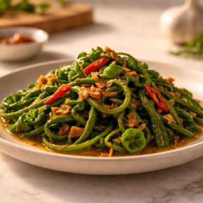 Stir fried garlic jungle fern