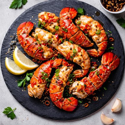 Stir fried lobster tails