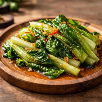 Stir fried romaine lettuce