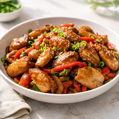 Stir fried skinless chicken thigh