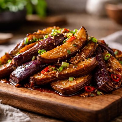 Stir fried spicy eggplant