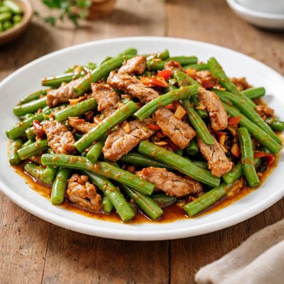 Stir fried string beans with pork