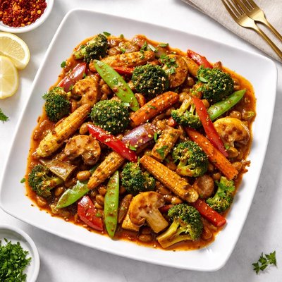 Stir fried vegetables in masala sauce