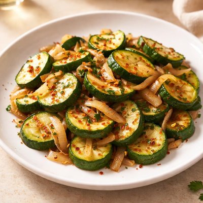 Stir fried zucchini and onion