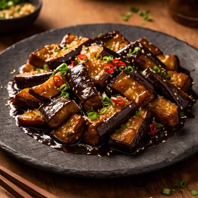 Stir fry aubergines