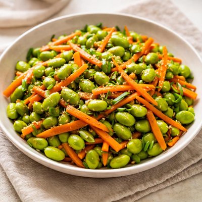 Stir fry edamame and carrots