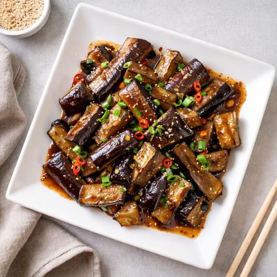 Stir fry eggplant with soy sauce