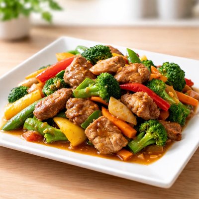 Stir fry pork and vegetables