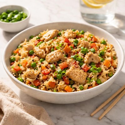 Stir fry rice with chicken