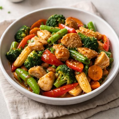 Stir fry sweet vegetables with chicken