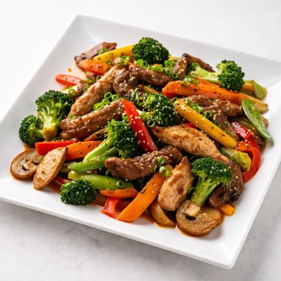 Stir fry with vegetables and meat