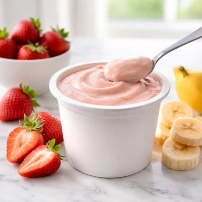 Stonyfield farms strawberry banan yogurt