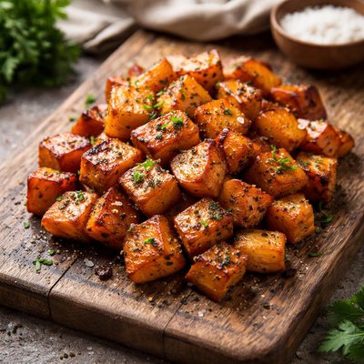 Stove fried sweet potato pieces