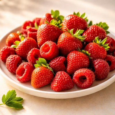 Strawberries and raspberries