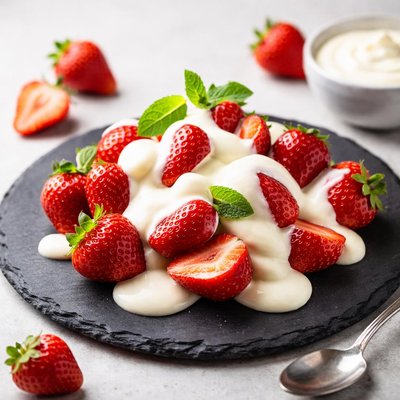 Strawberries with cream