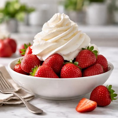 Strawberries with whipped cream