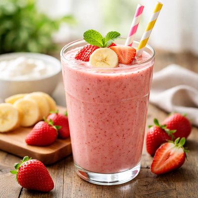 草莓香蕉优格奶昔