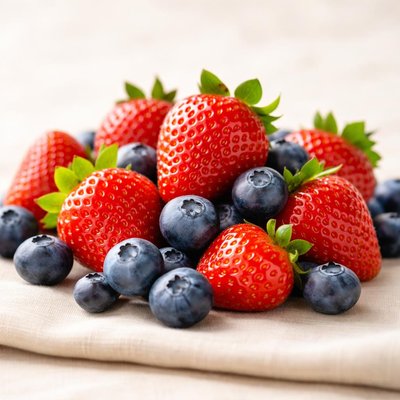 Strawberry and blueberries