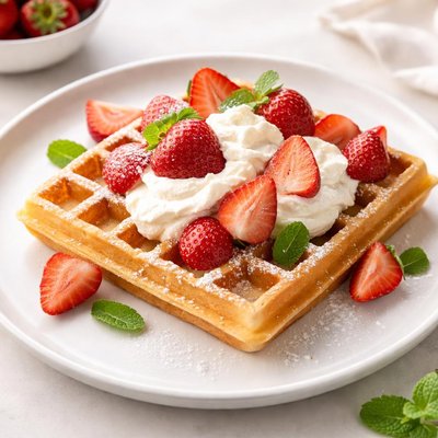 Strawberry and cream waffle