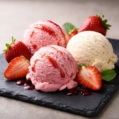 Gelato alla fragola e vaniglia